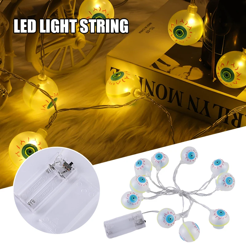 

10 LED Halloween Eyeball String Lights Battery Operated Halloween Lights for Outdoor Indoor Party Halloween 1.5m VJ-Drop