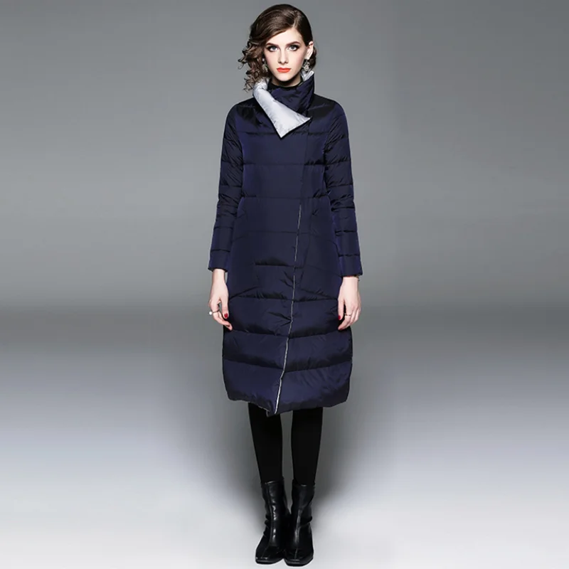 Женская новейшая длинная куртка на утином пуху в европейском и американском