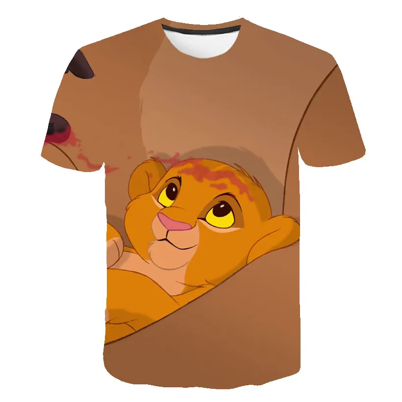 

Милая забавная одежда, повседневная футболка с 3D рисунком из аниме «Король Лев», модная универсальная Детская футболка с круглым вырезом, Т...
