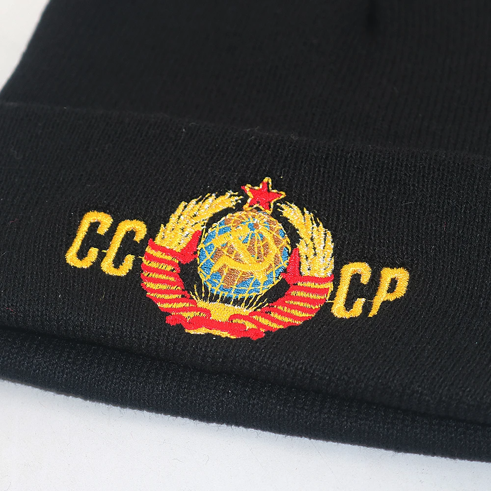 Хлопковая шапка с вышивкой СССР вязаные шапки для осени и зимы гибкая Мягкая