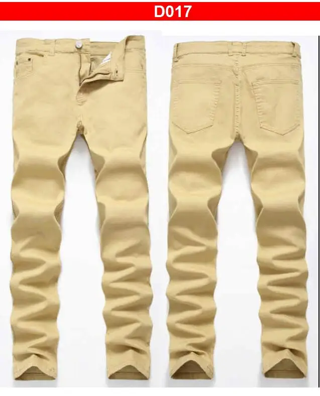 Men Jeans Slim Stretch Black Embroidered Big Hole Denim Pants Multi-Zip Jeans White Pattern Jeans Multiple Styles Size 28-42