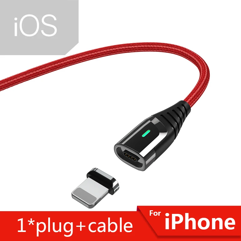 Новое магнитное зарядное устройство Micro USB кабель для iPhone samsung провод для быстрого заряда Шнур usb type C type-C магнитные кабели для мобильных телефонов - Цвет: Red iOS Cable
