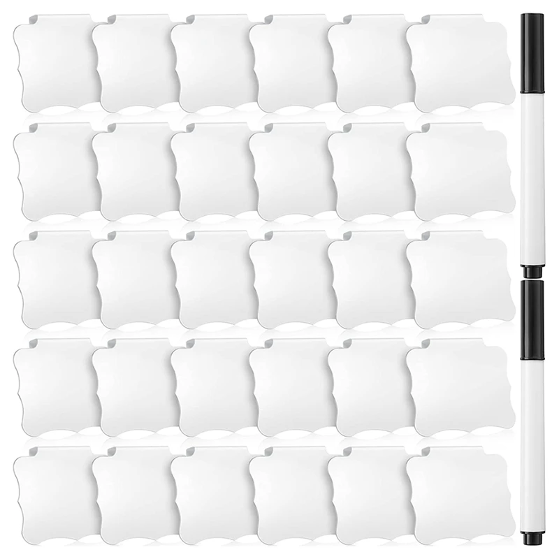 

32 Pieces Basket Labels Clips and Pens Set, Includes 32 Pieces Kitchen Clip Label Holder and 2 Pieces Chalk