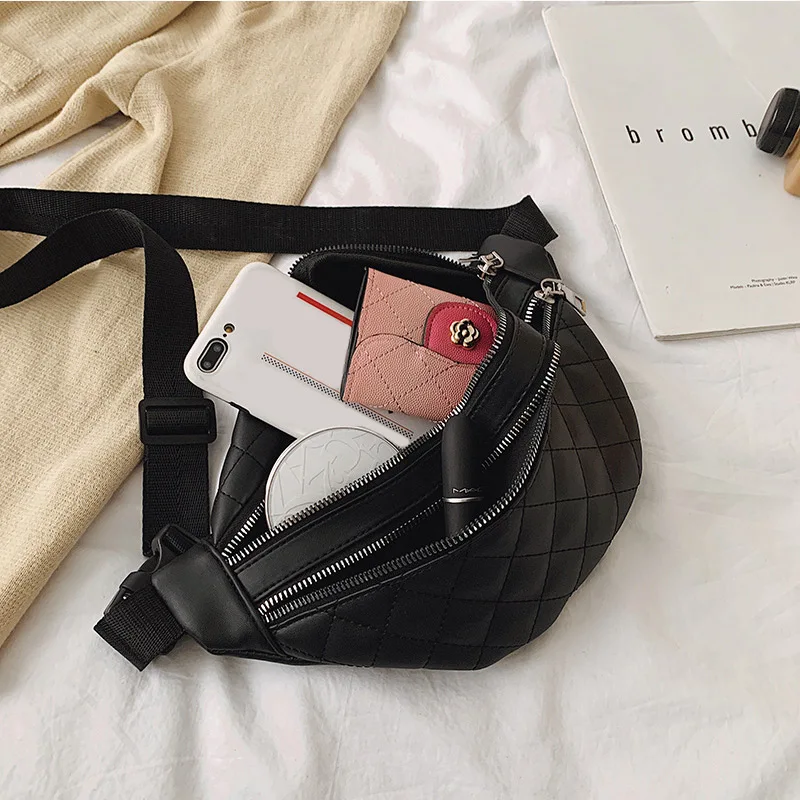 Модная женская поясная сумка со стразами Повседневная на двойной молнии Женская