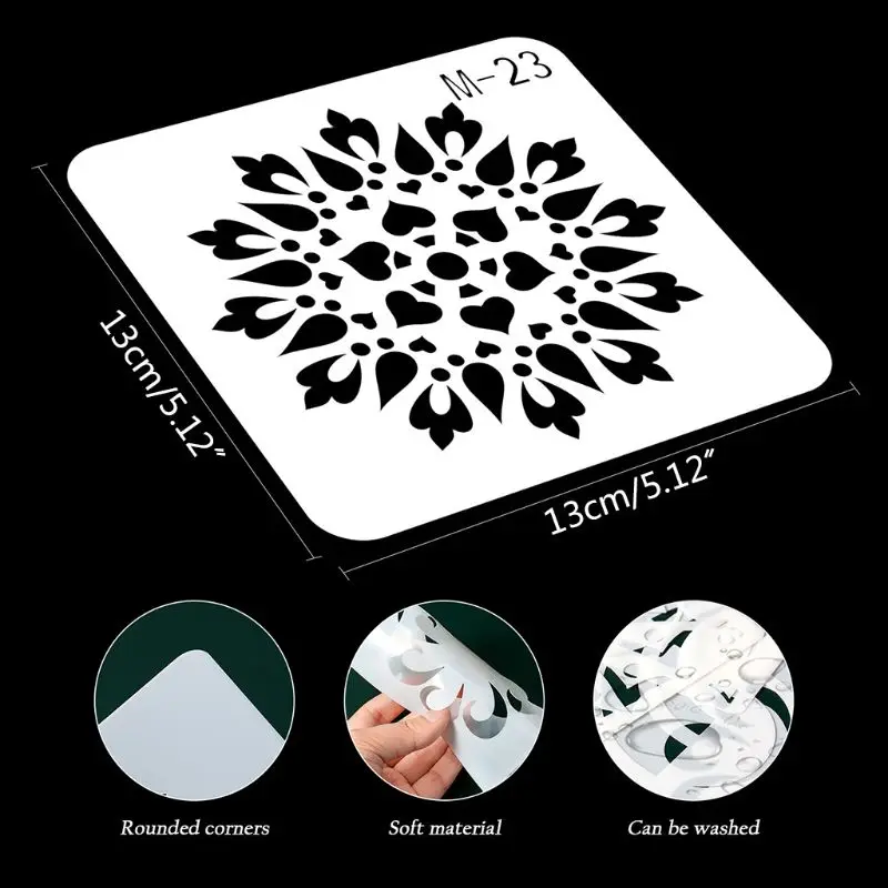 

24/48pcs Mandala Stencils DIY Drawing Template Painting Scrapbooking Paper Card Embossing Album Decorative Craft Dropshipping