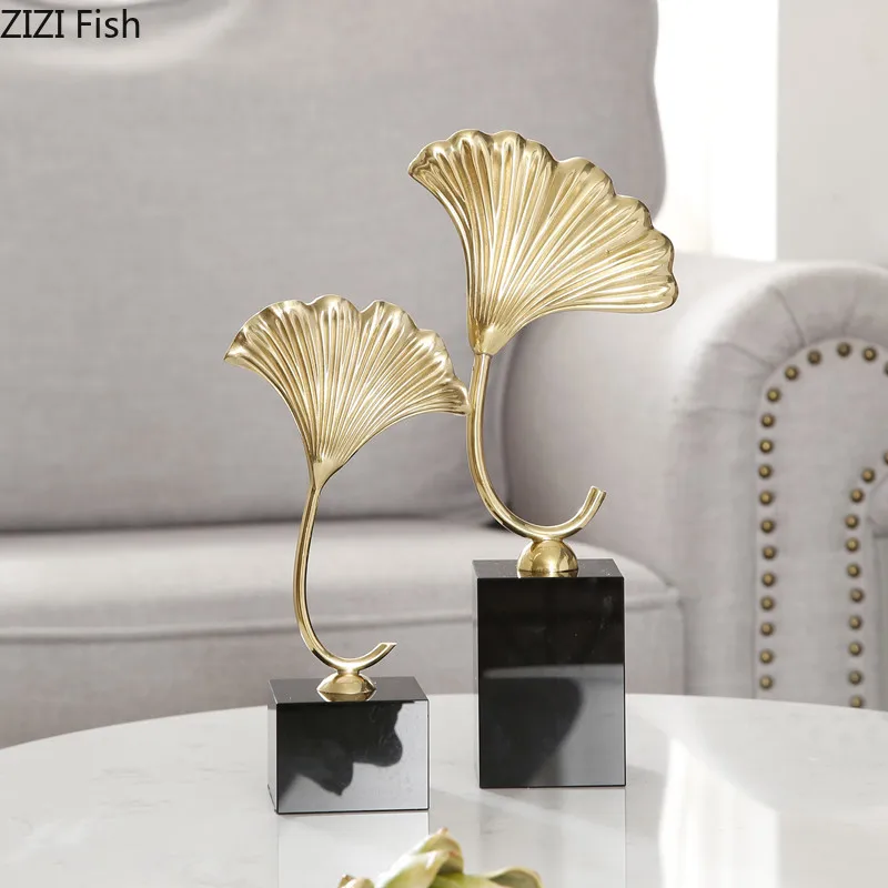 Американский минималистичный настольный декор Золотая медь гинкго билоба
