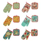2 шт рождественские изоляционные перчатки pothholder Pad Духовка Варежки анти-горячие перчатки для барбекю микроволновая печь Рождественское украшение для дома кухонные инструменты для выпечки