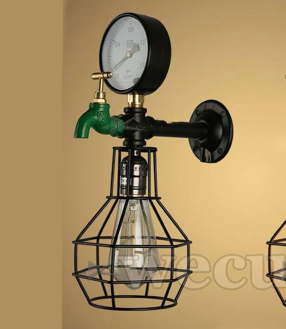 Black no bulb Настенный светильник в стиле ретро, декоративный светильник для счетчика воды, Ретро винтажный настенный светильник для спальни, лестницы, кафе, коридора, прохода - Цвет абажура: Black no bulb