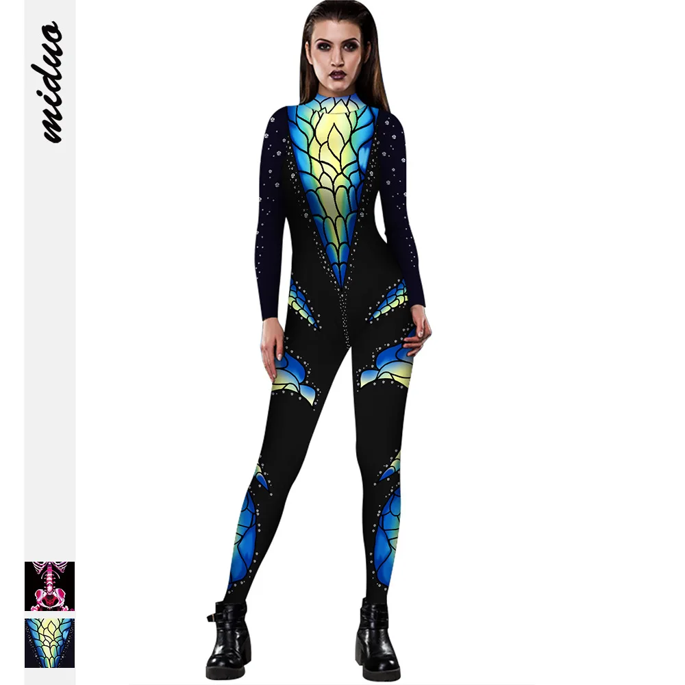 Комбинезон для косплея с человеческим скелетом женский эластичный костюм из