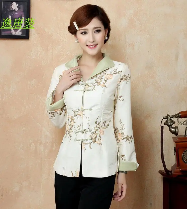 Женская куртка с отложным воротником пиджак цветочной вышивкой в китайском