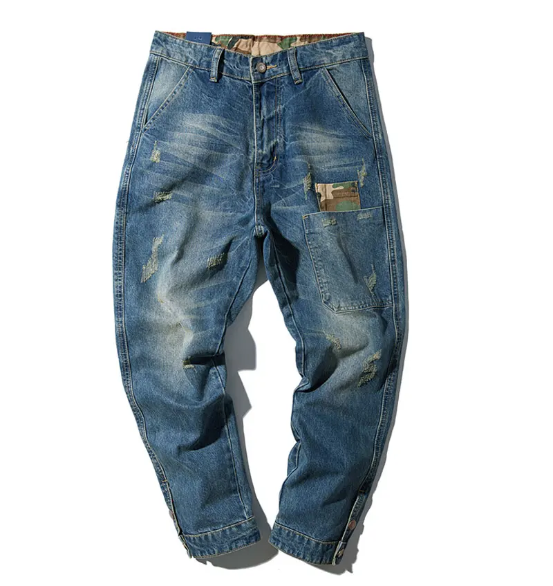 Men Jeans Casual Joggers Plus Size 7XL Hip Hop Harem Denim Pants Camouflage Patchwork Quality Trousers Blue Jeans Brand Clothing