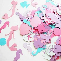 100pcs mermaid party decor colorful mermaid seahorse confetti table scatter birthday party under the sea girls party supplies