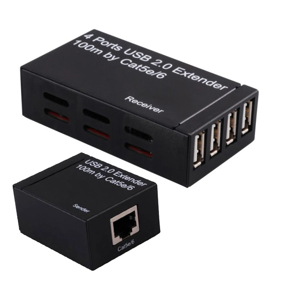 Активный 4 портовый USB 2 0 удлинитель по cat5e/6 кабель до 100 м с адаптером питания|usb 2.0