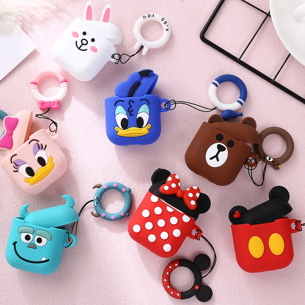 3D милый мультяшный беспроводной Чехол для наушников Apple AirPods силиконовый чехол