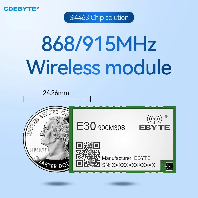 SI4463 868/915MHz RF Wireless Module E30-900M30S Long Range 2.5KM 100mW IPEX/Stamp Hole Antenna SMD Package SPI | Мобильные телефоны
