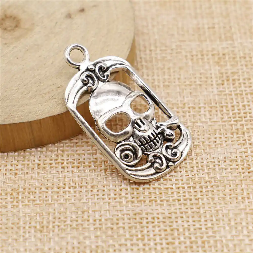 

Earring Charms For Jewelry Making 10pcs Rose Skull Charms 39x22mm Antique Silver Plated