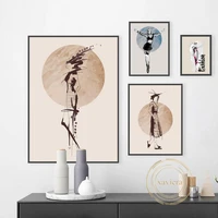 abstract fashion girl retro poster nordic clothing design drawings canvas painting modern bedroom decoration wall art pictures