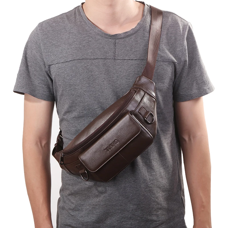 Новинка мужская сумка на пояс из натуральной кожи через плечо для мужчин