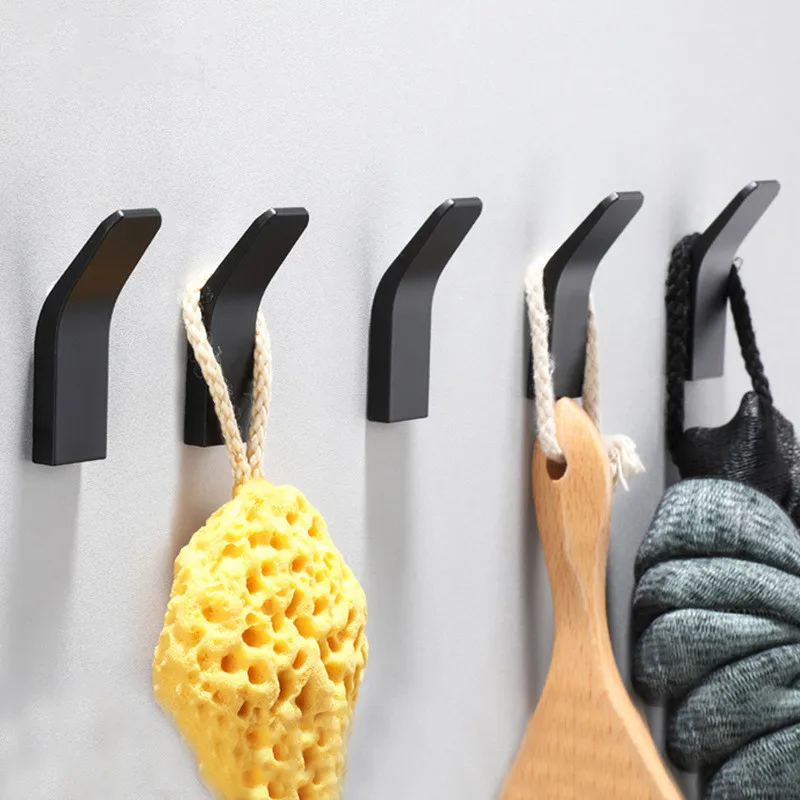 Черный алюминиевый настенный крючок вешалка для пальто халата полотенец ванной