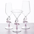 Розовый хрустальный бокал для вина, прозрачный бокал, декоративный бокал для вина в форме фламинго для дома, бара, ресторана (розовый)