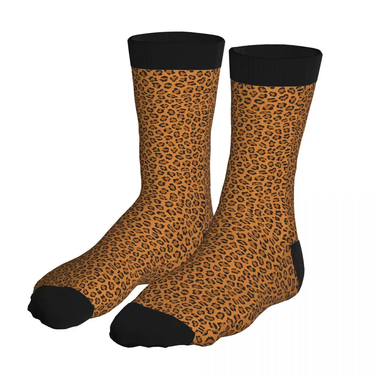 

Dark Leopard Print Thick Contrast Color Socks Men's 90% Polyester Humor Middle Tube Winter Cheetah Jaguar Skin Gift Idea