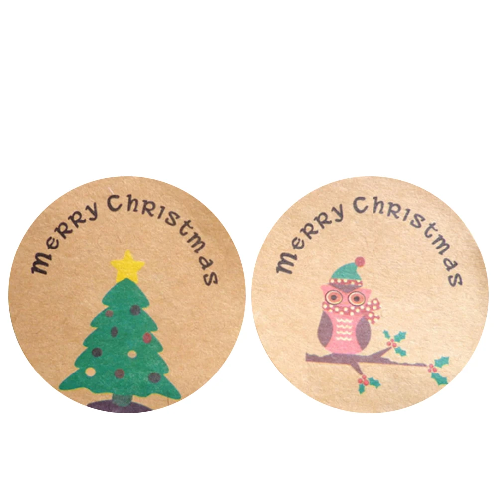 Красивая этикетка для запечатывания Рождественская Сова печенье крафт 12 шт/лист