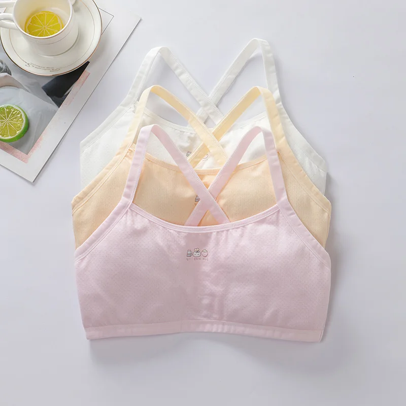 

3 Pcs/Lot Cotton Girls Underwear Bra Cute Cartoon Children Bra Breathable Teenage Girls Bras Soft Crop Tops Brassieres for Girls