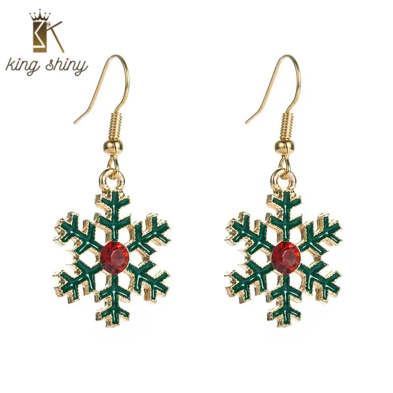 

Vintage Crystal Snowflake Dangle Earrings for Woman Elegant Sparkly Rhinestone Drop Earrings Christmas Party Ear Jewelry Brincos