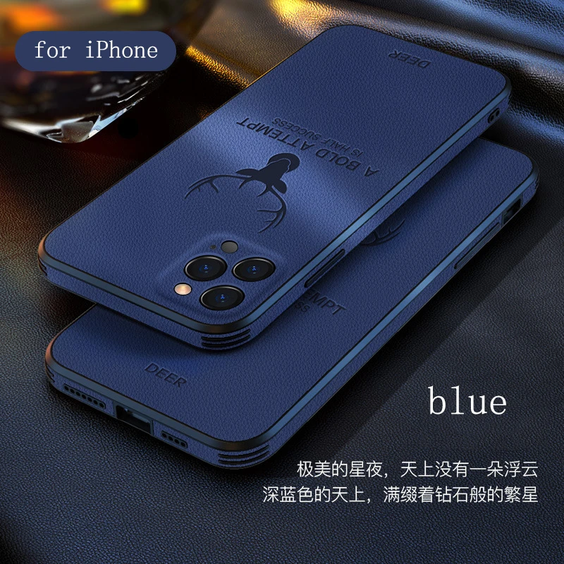 Противоударный чехол для телефона с оленем IPhone 7 8 Plus 11 12 13 Pro Promax Mini X XS Xr Xsmax Кожаные