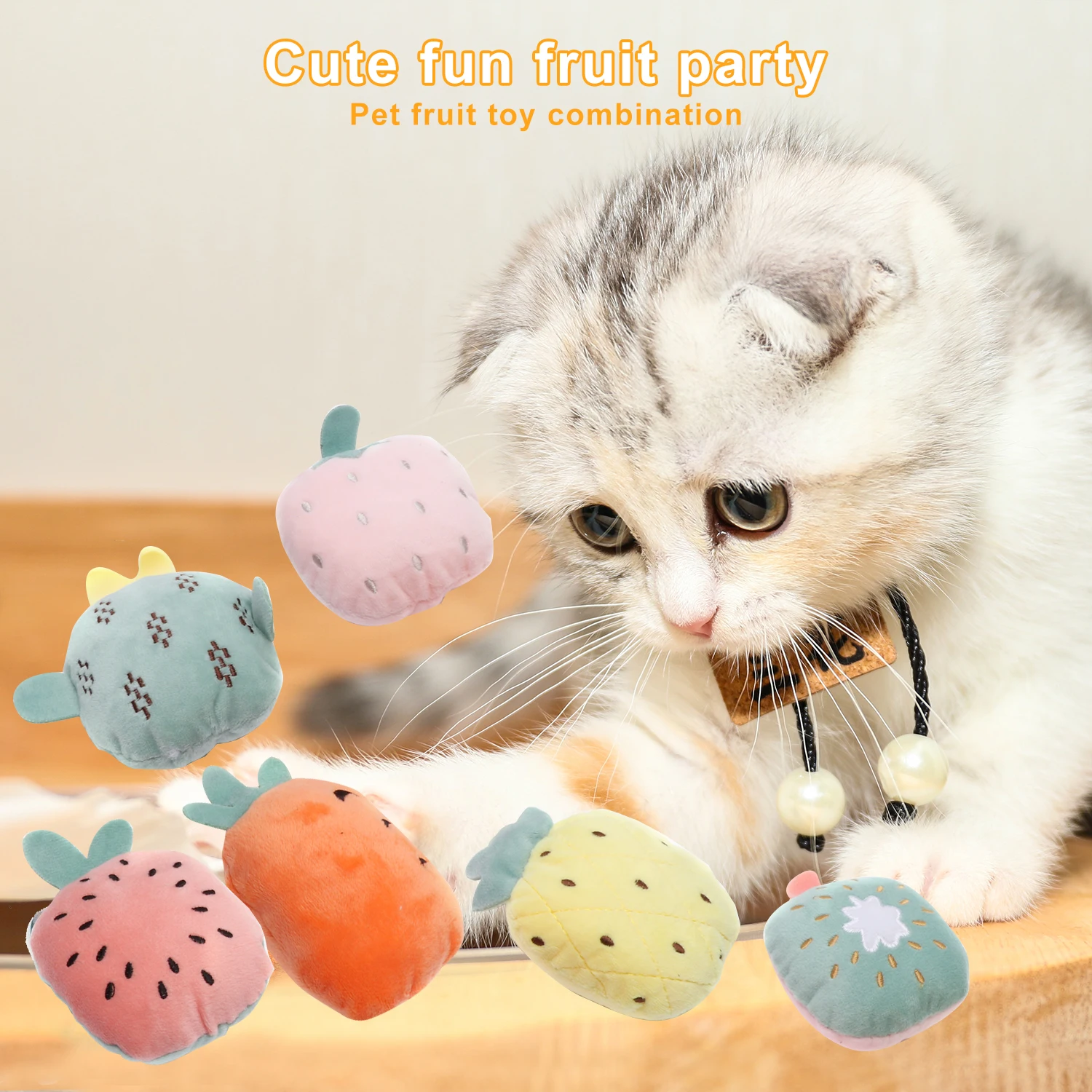 Мягкие плюшевые игрушки для домашних животных 6 шт. фрукты кошка интерактивные