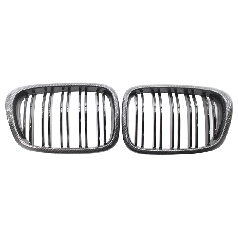 

Передняя решетка радиатора с узором из углеродного волокна, решетка радиатора с двойной линией для BMW E39 5 серии 525 528 1995-2003, Решетка переднего ...