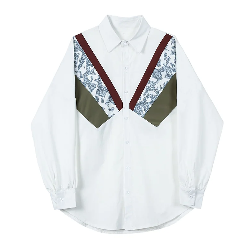 

XITAO Contrast Color Splicing Print Shirt Fashion Casual Minority Elegant Loose Women Summer New Simplicity All-match ZY6403