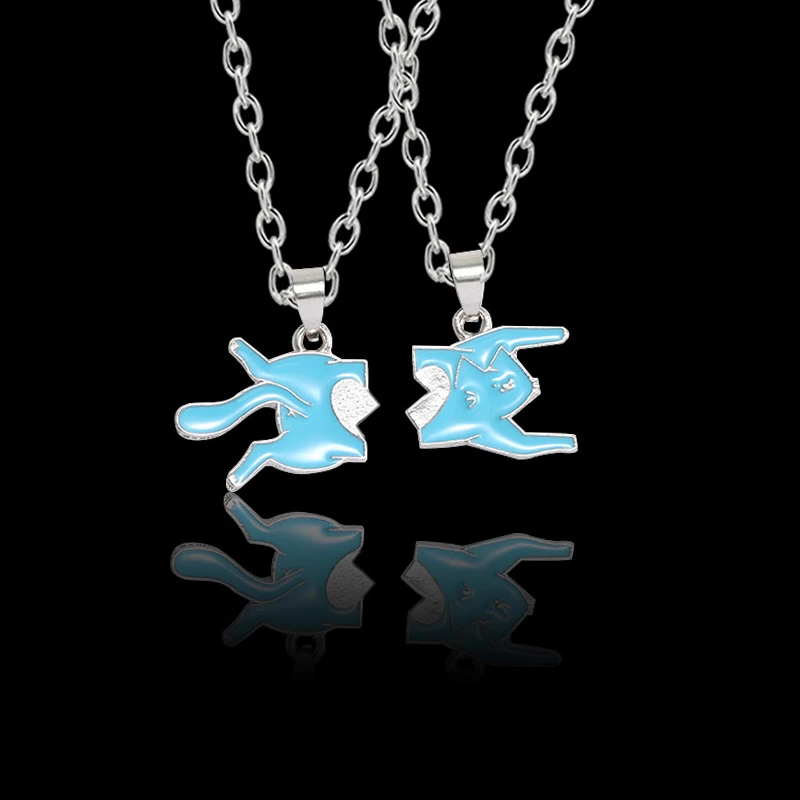 Ожерелье лучших друзей милая синяя подвеска в форме кота и сердца колье-чокер