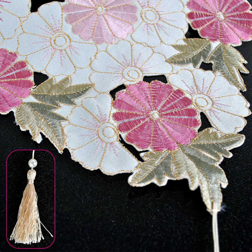 

Table Placemats Practical Vintage Oval Embroidered Satin Fabric Durable Gorgeous Atmosphere For Your Date Wedding Parties