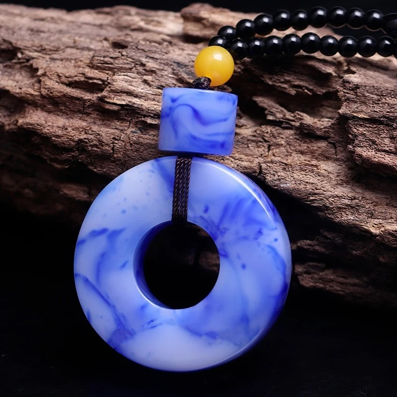 

Natural Green Hand-carved Lucky Buckle Jade Pendant Fashion Boutique Jewelry Men and Women Necklace Gift Accessories