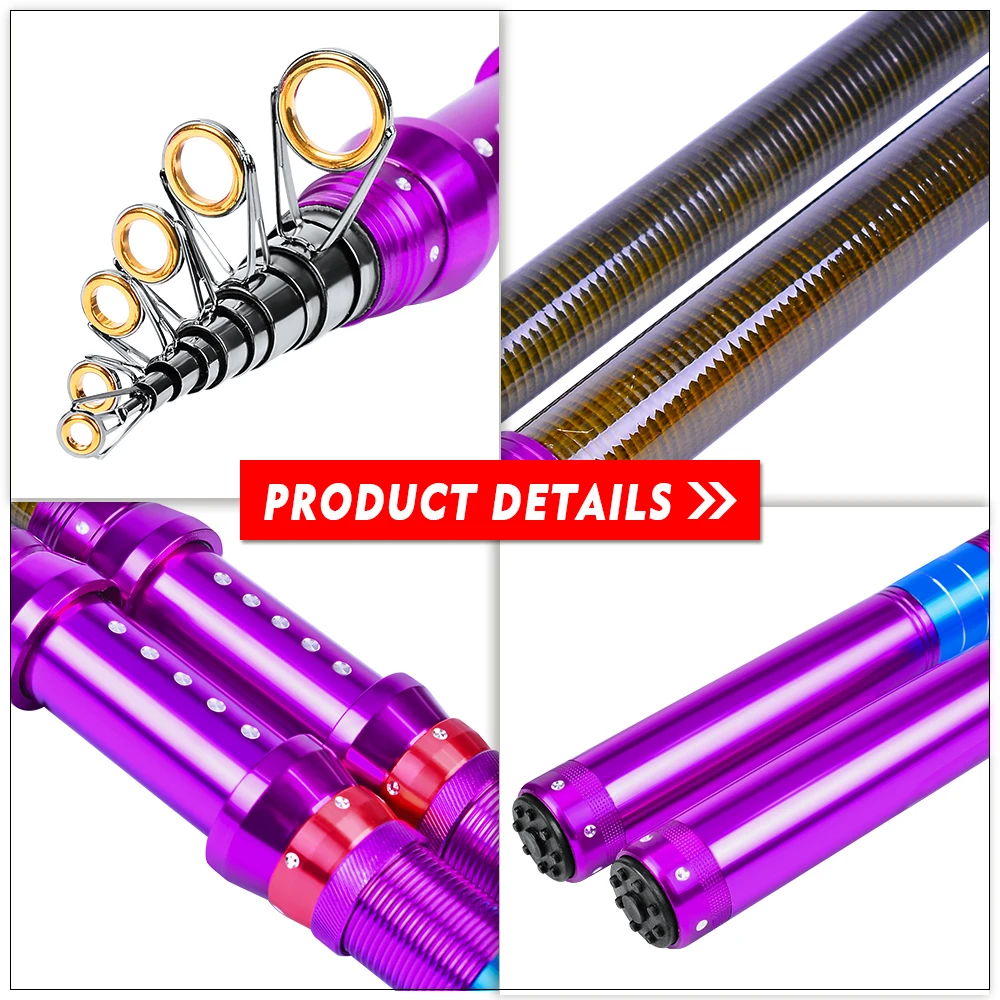 

Sea Carbon Sea Fishing Rod 1.5M-3.6M 7/9/11/13 Section Fishing Rod Line Metal Handle Telescopic Fishing Rod Fishing Tackle