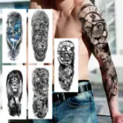 Большой компас, Временный Татуировка рукав льва для мужчин, взрослые, король льва, воин, имитация на всю руку, тату 3D, боди-арт, татуировка, наклейка