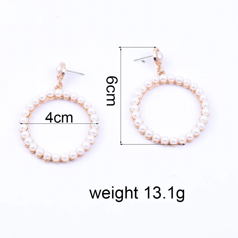 

Fashion Women Round Drop Earrings Pearl Charm Statement Jewelry Wedding Earrings 2019
