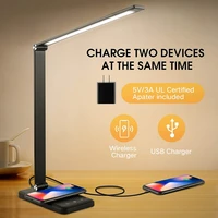 wireless charging eye caring desk lightr usb charging port touch control dimmable eye caring desk light with 5 levels 5 color