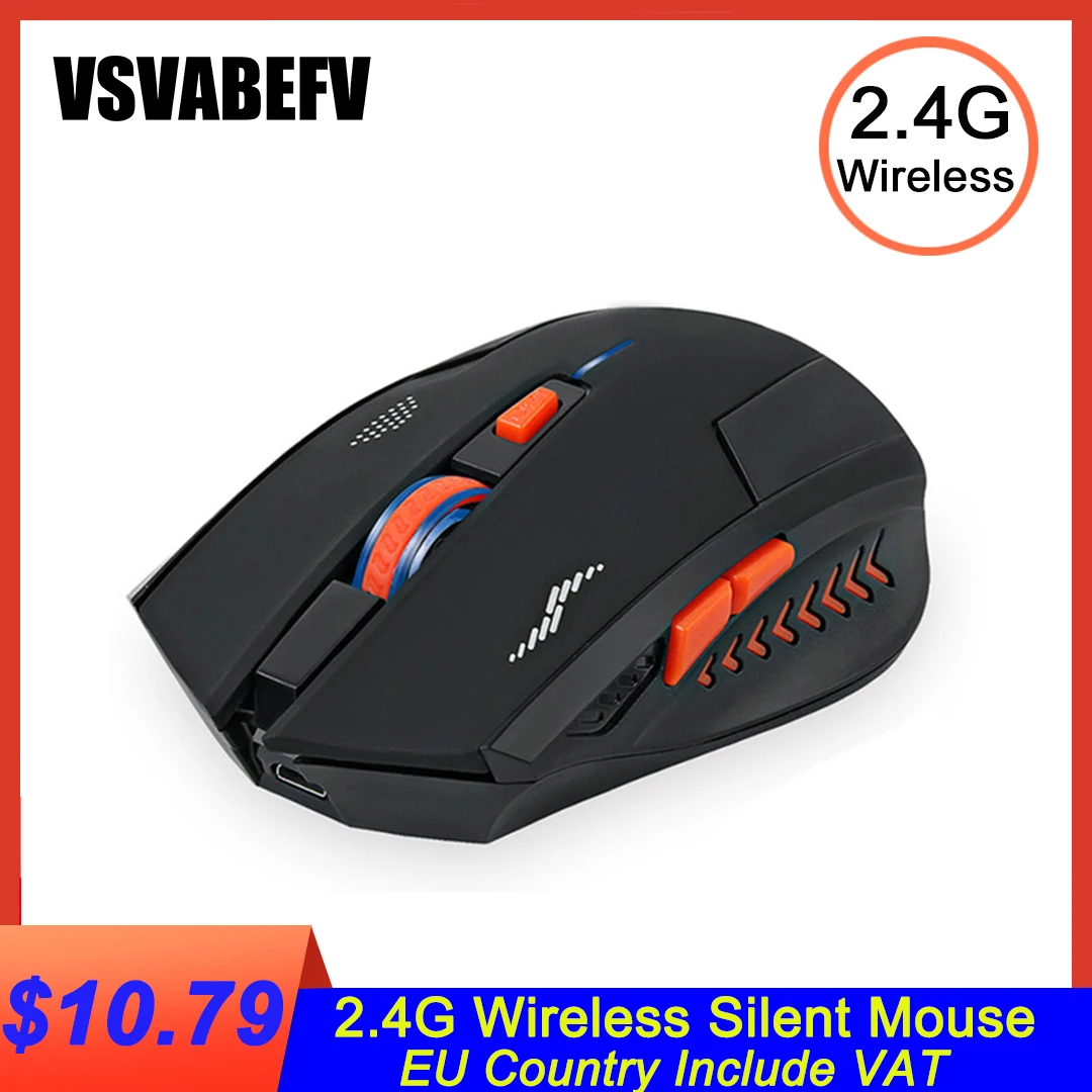 

Wireless Mouse 2.4G 2400DPI Opto Silent Gaming Mouse Rechargeable USB Adapter Computer Game Built-in Lithium Battery Azzor