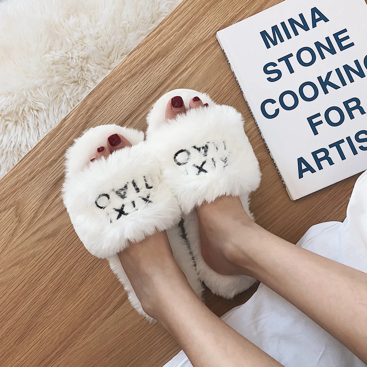 

Women's Slippers 2021 New Home Warm Plush Cotton Slippers Ins Autumn and Winter Soft Bottom Fabric Cotton Slippers Women's Shoes