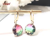 cxqd fashion pendientes colorful shiny transparent circle crystal piercing dangle drop earrings for women jewelry lover gift