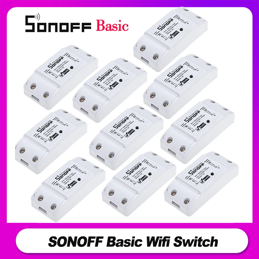 SONOFF Basic Wifi переключатель 2/3/4/5/6/20 шт. Для Alexa Google Home Timer 10A/2200 Вт беспроводной пульт