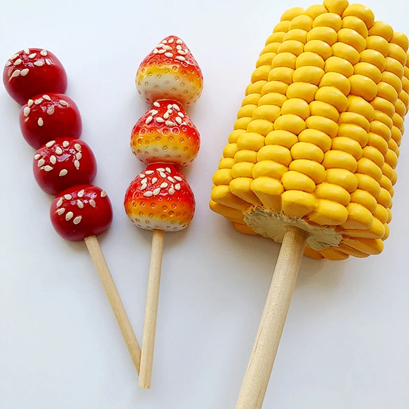 

New Beijing Sesame Strawberry Candied Haws Corn 3D Fridge Magnets Tourism Souvenirs Refrigerator Magnetic Stickers Gift