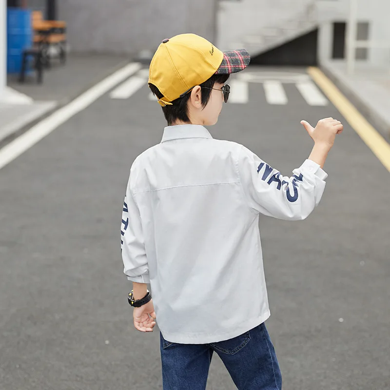 Рубашки с длинными рукавами для больших детей от 3 до 13 лет рубашка воротником