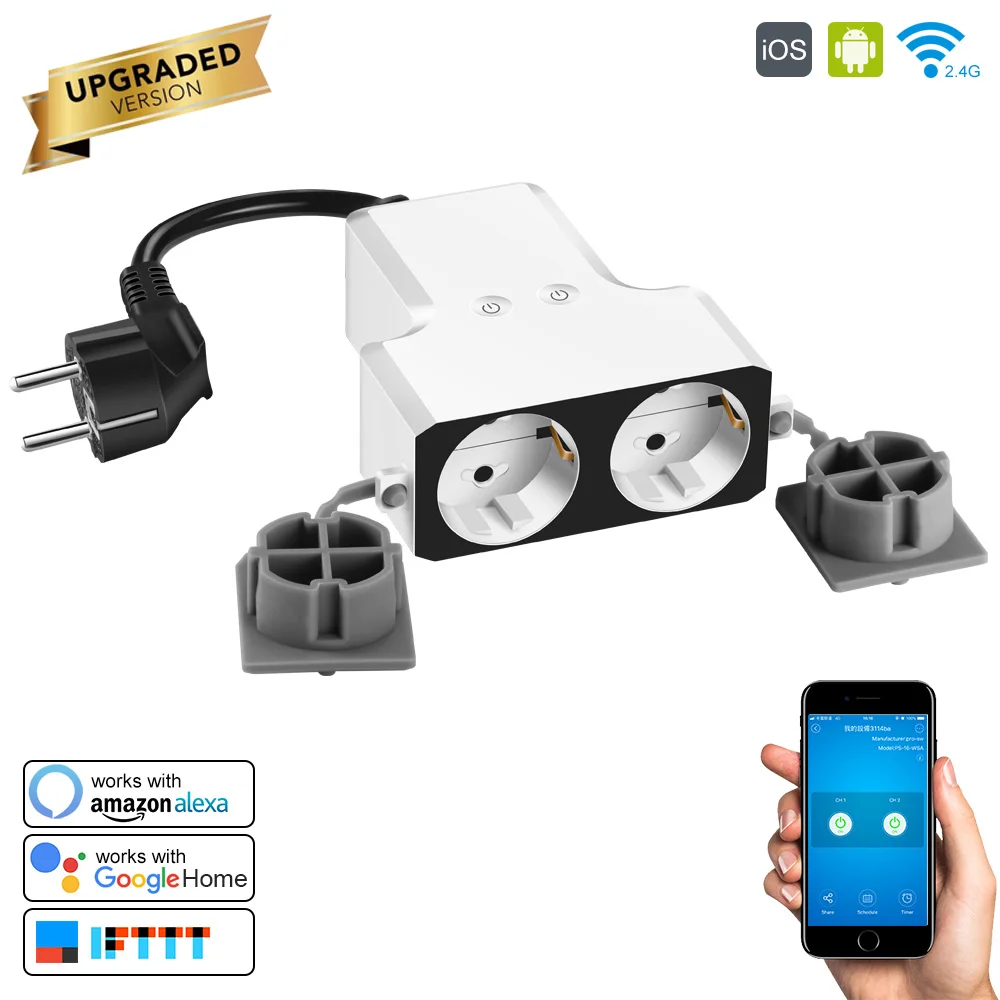 Умная Беспроводная розетка 1 в 2 с поддержкой Wi-Fi и таймером | Обустройство дома