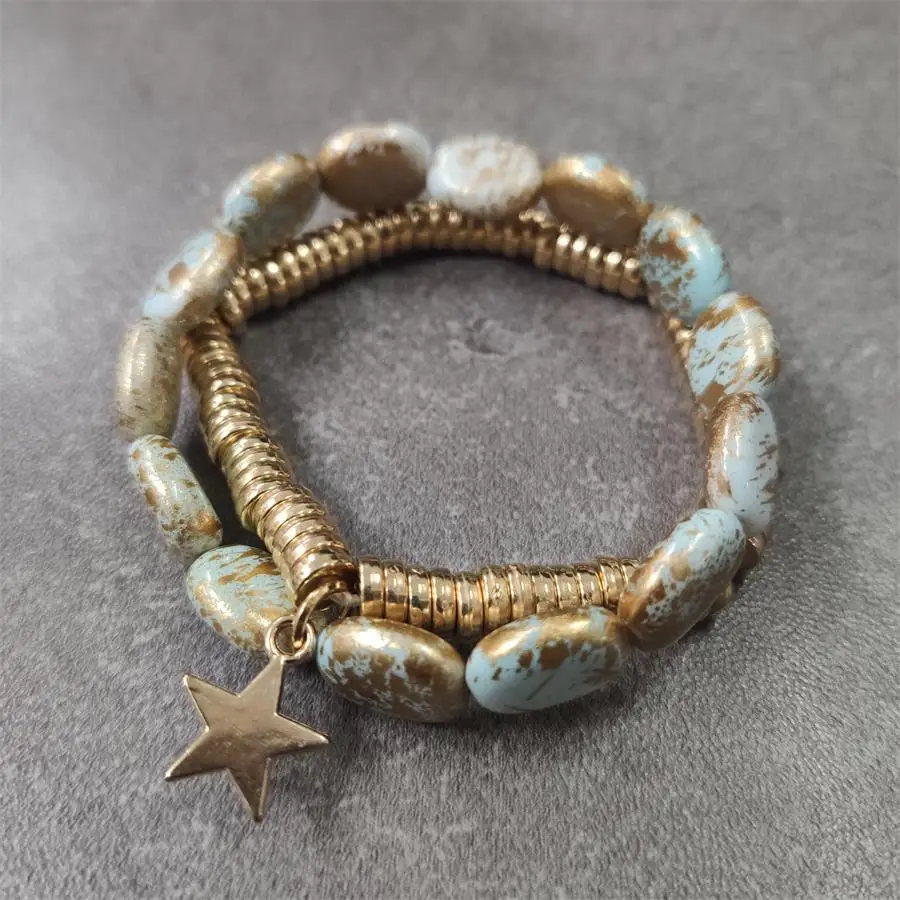 Лидер продаж дропшиппинг ручная работа позолоченные бусины вязаный браслет