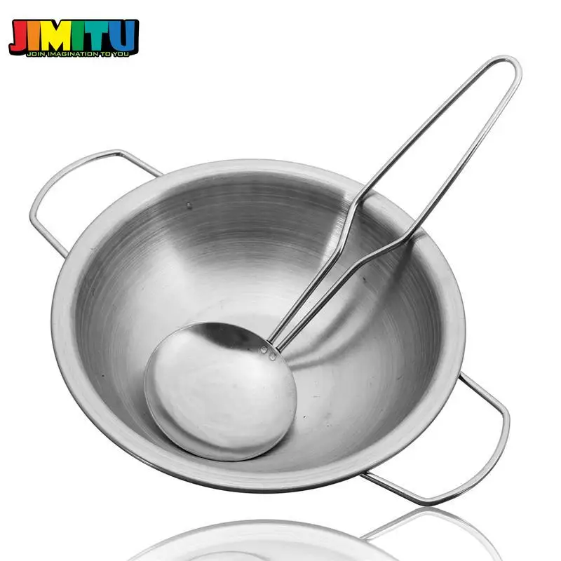 JIMITU Luxury Stainless Steel 16PCS Kitchen Cooking Play House Toys For Kids Mini Model Kitchenware Cookware Kit |