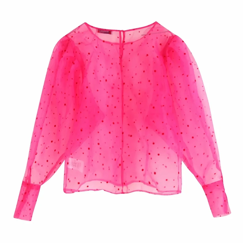 2019 женские сексуальные прозрачные горошек узор Повседневная органза Женская