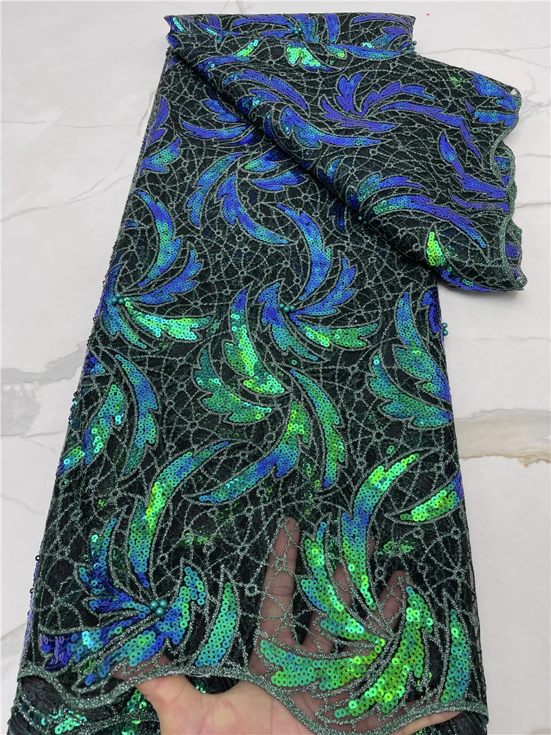 

Африканская кружевная ткань PGC 2021, Высококачественная кружевная французская сетчатая кружевная ткань с тяжелыми блестками для свадебного ...